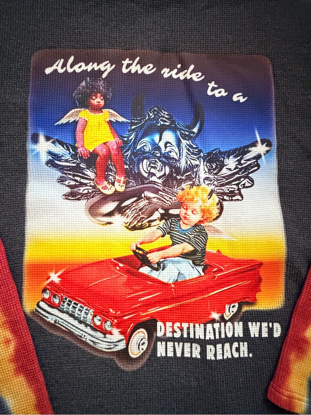 Boys Lie Dark Gray Long-Sleeve Thermal Top with Red & Yellow Tie-Dye Trim - Picture 5 of 5